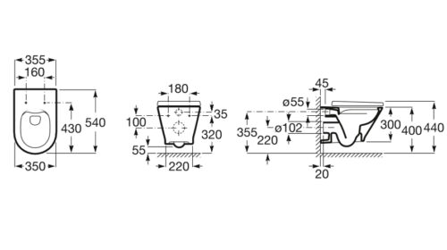 Alternative view of ΛΕΚΑΝΗ ΚΡΕΜΑΣΤΗ GAP ROUND RIMLESS ROCA