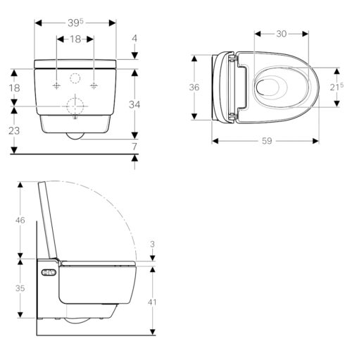 1110030042 tech 1 ΛΕΚΑΝΗ ΚΡΕΜΑΣΤΗ AQUACLEAN MERA COMFORT RIMLESS ΜΕ SOFT CLOSE ΚΑΠΑΚΙ GEBERIT
