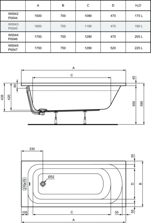 ΜΠΑΝΙΟ SIMPLICITY 160x70cm ΛΕΥΚΟ IDEAL STANDARD 8 1202010210 tech ΜΠΑΝΙΟ SIMPLICITY 160x70cm ΛΕΥΚΟ IDEAL STANDARD