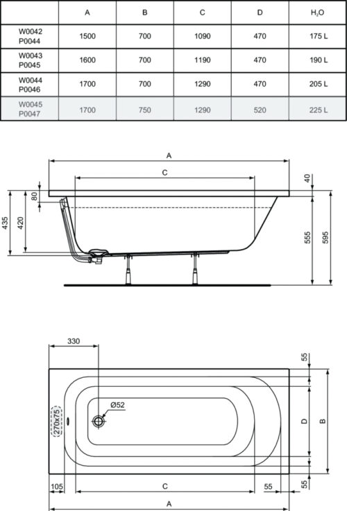 ΜΠΑΝΙΟ SIMPLICITY 170x75cm ΛΕΥΚΟ IDEAL STANDARD 8 1202010212 tech ΜΠΑΝΙΟ SIMPLICITY 170x75cm ΛΕΥΚΟ IDEAL STANDARD
