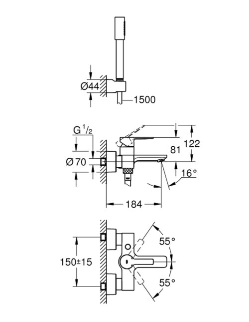 1301010023 tech ΜΠΑΤΑΡΙΑ ΛΟΥΤΡΟΥ LINEARE 33850001 ΣΕΤ GROHE