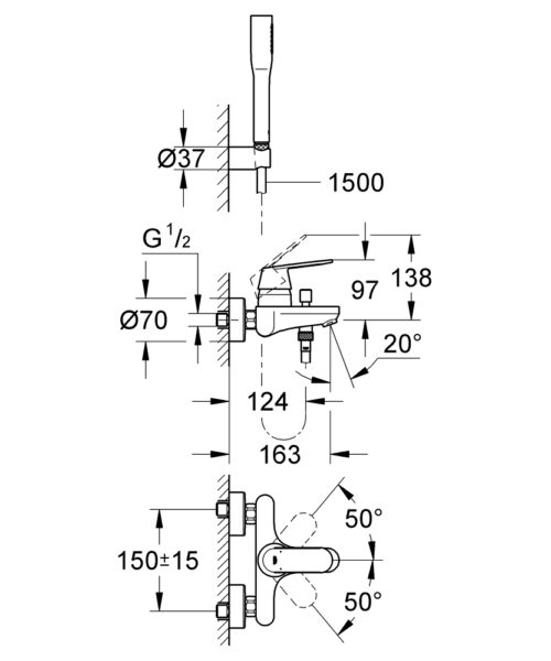 Alternative view of ΜΠΑΤΑΡΙΑ ΛΟΥΤΡΟΥ EUROSMART COSMOPOLITAN 32832 ΣΕΤ ΧΡΩΜΕ GROHE