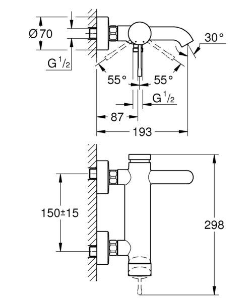 1301010044 tech ΜΠΑΤΑΡΙΑ ΛΟΥΤΡΟΥ ESSENCE 33624AL1 BRUSHED HARD GRAPHITE GROHE