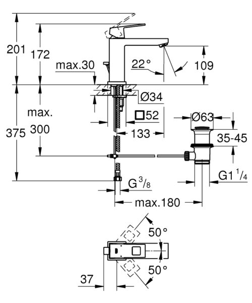 Alternative view of ΜΠΑΤΑΡΙΑ ΝΙΠΤΗΡΟΣ EUROCUBE 1/2'' M-ΜΕΓΕΘΟΣ 23445000 ΧΡΩΜΕ GROHE