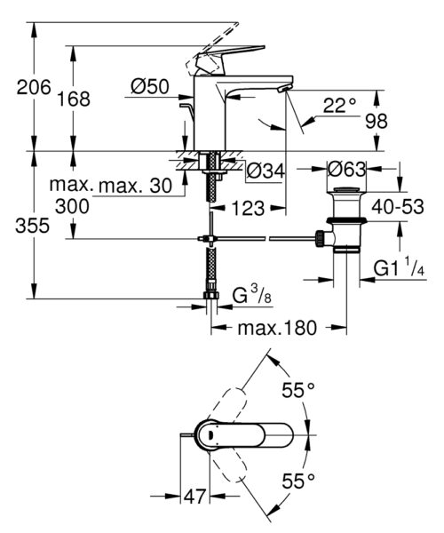 Alternative view of ΜΠΑΤΑΡΙΑ ΝΙΠΤΗΡΟΣ EUROSMART COSMOPOLITAN 23325000 ΧΡΩΜΕ GROHE