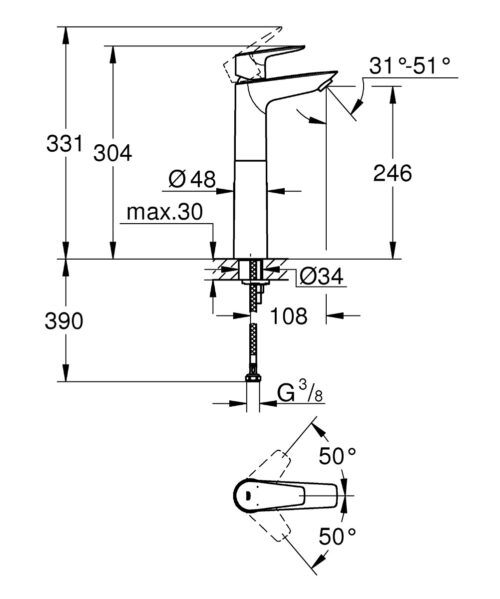 1301020128 tech ΜΠΑΤΑΡΙΑ ΝΙΠΤΗΡΟΣ BAUEDGE 23761001 NEW ΨΗΛΗ GROHE