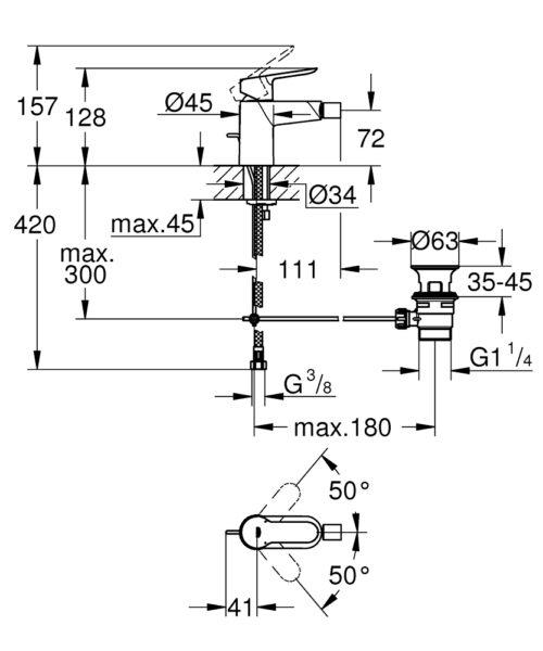 1301030022 tech ΜΠΑΤΑΡΙΑ ΜΠΙΝΤΕ BAUEDGE 23331000 ΧΡΩΜΕ GROHE