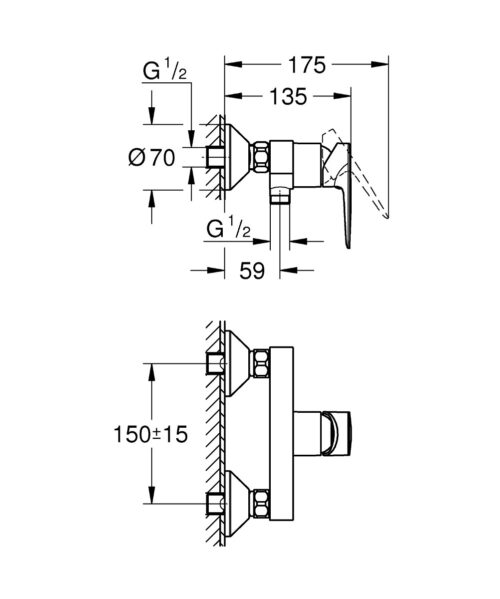 Alternative view of ΜΠΑΤΑΡΙΑ ΝΤΟΥΖΙΕΡΑΣ BAUEDGE NEW 23635001 ΧΡΩΜΕ GROHE