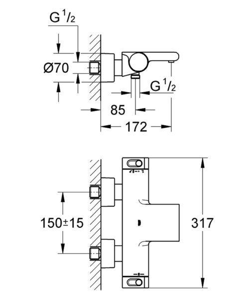 1301050002 tech ΜΠΑΤΑΡΙΑ ΛΟΥΤΡΟΥ GROHTHERM 2000 NEW 34174 ΘΕΡΜΟΣΤΑΤΙΚΗ ΣΕΤ GROHE