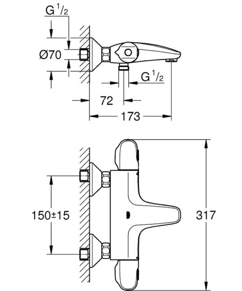 1301050004 tech ΜΠΑΤΑΡΙΑ ΛΟΥΤΡΟΥ GROHTHERM 1000 NEW 34816003 ΘΕΡΜΟΣΤΑΤΙΚΗ ΣΕΤ GROHE