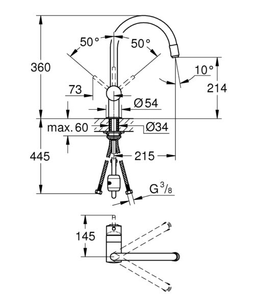 1301060007 new tech ΜΠΑΤΑΡΙΑ ΝΕΡΟΧΥΤΗ ΙΙ MINTA 32918000 ΧΡΩΜΕ GROHE