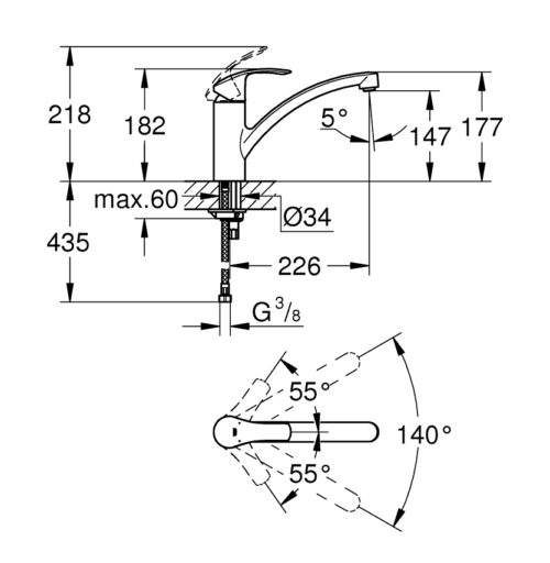 ΜΠΑΤΑΡΙΑ ΝΕΡΟΧΥΤΗ EUROSMART 33281003 ΧΡΩΜΕ GROHE 8 1301060030 new tech ΜΠΑΤΑΡΙΑ ΝΕΡΟΧΥΤΗ EUROSMART 33281003 ΧΡΩΜΕ GROHE