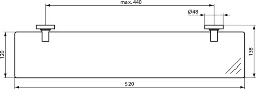Alternative view of ΙΟΜ ΡΑΦΙ 60cm ΓΥΑΛΙ ΜΑΤ ΧΡΩΜΕ IDEAL