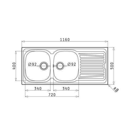 1601010036 new tech ΝΕΡΟΧΥΤΗΣ ΑΝΟΞΕΙΔΩΤΟΣ 116x50cm SPARTA 2B 1D ΛΕΙΟΣ PYRAMIS