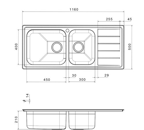1603010037 tech ΝΕΡΟΧΥΤΗΣ ΑΝΟΞΕΙΔΩΤΟΣ 116x50cm LINEAR 8516 ΛΕΙΟΣ APELL
