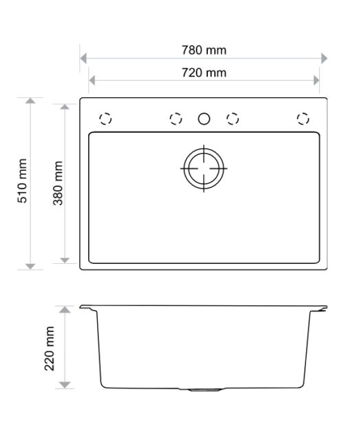 1604030166 tech ΝΕΡΟΧΥΤΗΣ ΓΡΑΝΙΤΗ 78x51cm OPTIMUS N-100 ONYX MACART