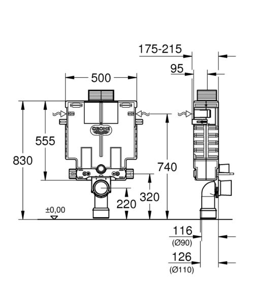 2203010102 ΚΑΖΑΝΑΚΙ ΕΝΤΟΙΧΙΖΟΜΕΝΟ UNISET 38415001 GROHE