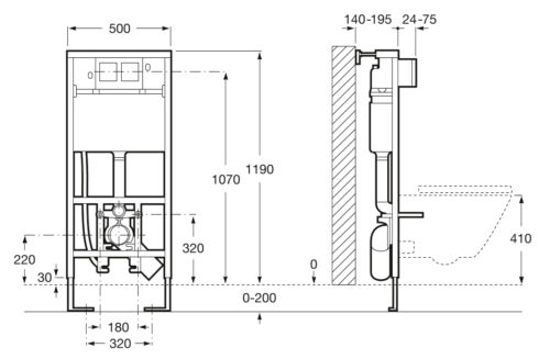 2203010117 tech ΚΑΖΑΝΑΚΙ ΕΝΤΟΙΧΙΖΟΜΕΝΟ DUPLO WC SMART A890090800 14cm ROCA