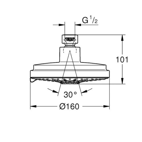 4002040003 tech ΚΕΦΑΛΗ ΝΤΟΥΖ RAINSHOWER COSMOPOLITAN 160 27134000 ΧΡΩΜΕ GROHE