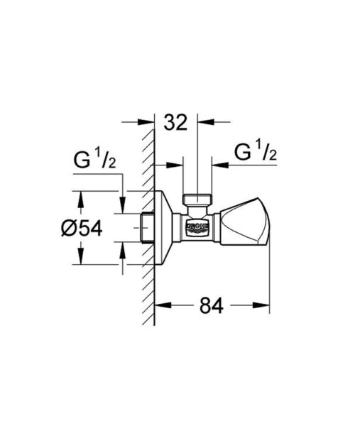 Alternative view of ΔΙΑΚΟΠΤΗΣ ΓΩΝΙΑΚΟΣ 1/2''-1/2'' 22940 GROHE