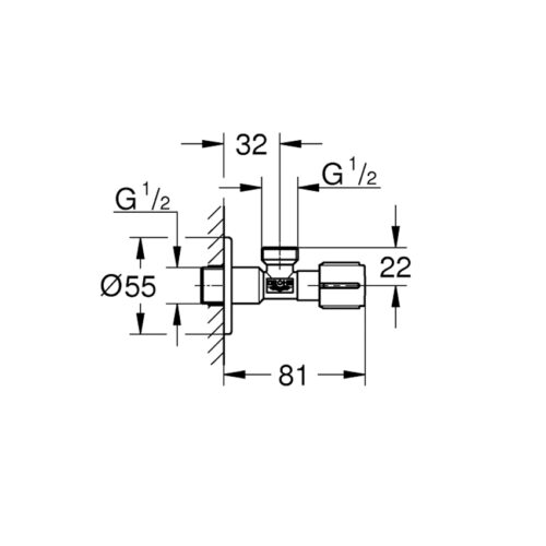 Alternative view of ΔΙΑΚΟΠΤΗΣ ΓΩΝΙΑΚΟΣ 1/2''-1/2'' 22041 GROHE