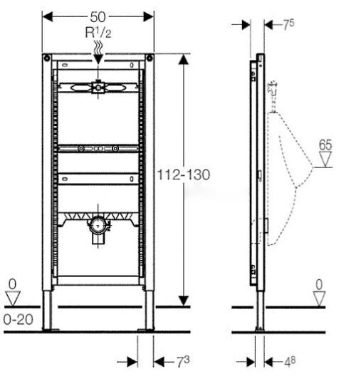 Alternative view of ΣΥΣΤΗΜΑ ΣΤΗΡΙΞΗΣ ΟΥΡΗΤΗΡΙΟΥ DUOFIX 112-130cm 111.686.00.1 GEBERIT