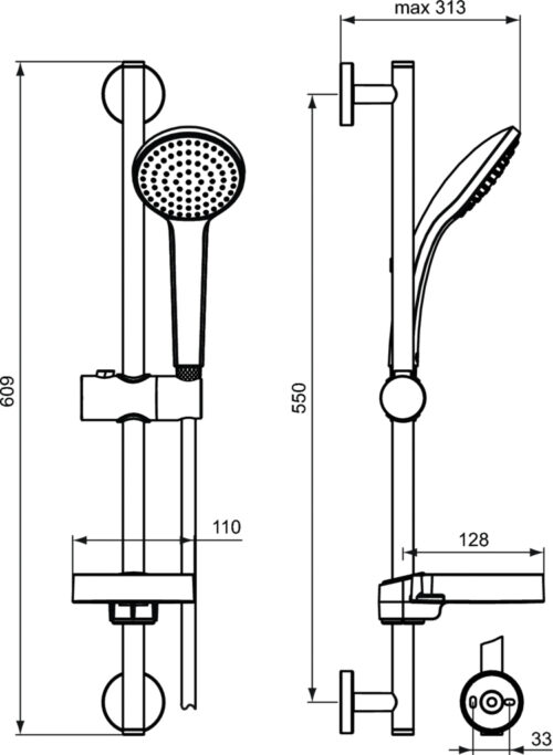 4014020001 tech ΣΕΤ ΝΤΟΥΣ IDEALRAIN FAMILY M1 60cm ΧΡΩΜΕ IDEAL