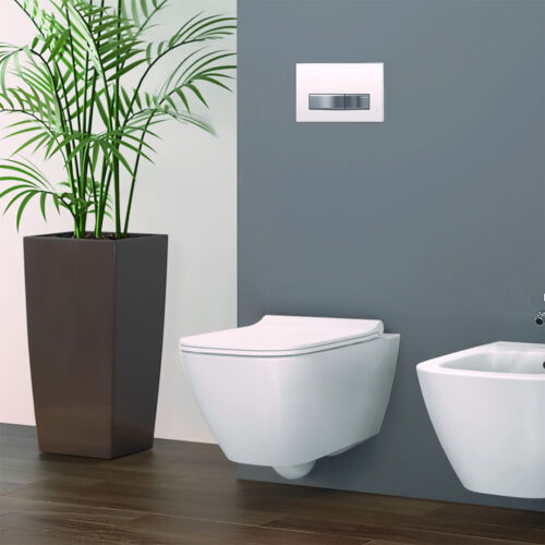 ΛΕΚΑΝΗ ΚΡΕΜΑΣΤΗ SMYLE SQUARE 49cm RIMFREE ΛΕΥΚΗ GEBERIT