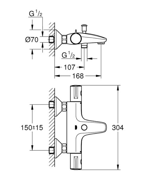 1301050009 trech ΘΕΡΜΟΣΤΑΤΙΚΗ ΜΠΑΤΑΡΙΑ 800 GROHTHERM 34567000 ΧΡΩΜΕ GROHE