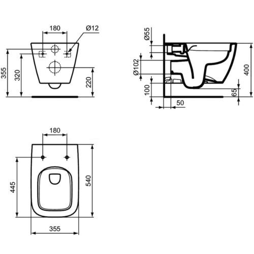 1114030089 tech 1 ΛΕΚΑΝΗ ΚΡΕΜΑΣΤΗ I-LIFE B HF RIMLESS ΛΕΥΚΗ IDEAL