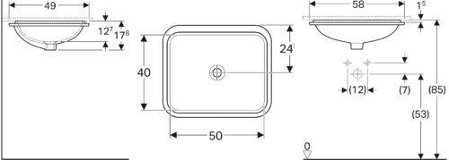 1116010001 tech ΝΙΠΤΗΡΑΣ VARIFORM 58x49cm ΥΠΟΚΑΘΗΜΕΝΟΣ ΧΩΡΙΣ ΟΠΗ ΧΩΡΙΣ ΥΠΕΡΧΕΙΛΙΣΗ GEBERIT