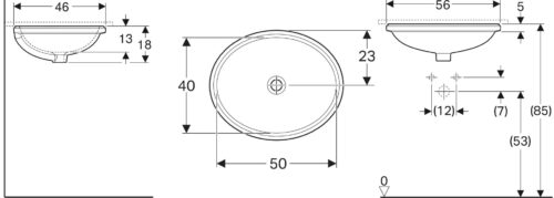 1116010008 tech ΝΙΠΤΗΡΑΣ VARIFORM 56x46cm ΥΠΟΚΑΘΗΜΕΝΟΣ ΧΩΡΙΣ ΟΠΗ ΧΩΡΙΣ ΥΠΕΡΧΕΙΛΙΣΗ GEBERIT