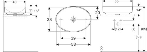 1116010010 tech ΝΙΠΤΗΡΑΣ VARIFORM 55x40cm ΟΒΑΛ ΧΩΡΙΣ ΟΠΗ ΚΑΙ ΥΠΕΡΧΕΙΛΙΣΗ ΛΕΥΚΟΣ ΕΛΕΥΘΕΡΗΣ ΤΟΠΟΘΕΤΗΣΗΣ GEBERIT