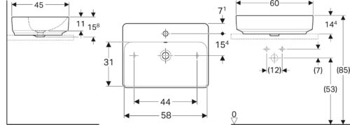 1116010012 tech ΝΙΠΤΗΡΑΣ VARIFORM 60x45cm ΟΡΘΟΓΩΝΙΟΣ ΜΕ ΟΠΗ ΚΑΙ ΥΠΕΡΧΕΙΛΙΣΗ ΛΕΥΚΟΣ ΕΛΕΥΘΕΡΗΣ ΤΟΠΟΘΕΤΗΣΗΣ GEBERIT