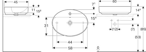 1116010013 tech ΝΙΠΤΗΡΑΣ VARIFORM 60x45cm ΟΒΑΛ ΜΕ ΟΠΗ ΚΑΙ ΥΠΕΡΧΕΙΛΙΣΗ ΛΕΥΚΟΣ ΕΛΕΥΘΕΡΗΣ ΤΟΠΟΘΕΤΗΣΗΣ GEBERIT