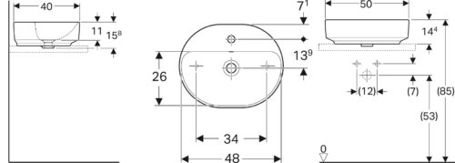 Alternative view of ΝΙΠΤΗΡΑΣ VARIFORM 50x40cm ΕΛΛΕΙΠΤΙΚΟΣ ΜΕ ΟΠΗ ΚΑΙ ΥΠΕΡΧΕΙΛΙΣΗ ΛΕΥΚΟΣ ΕΛΕΥΘΕΡΗΣ ΤΟΠΟΘΕΤΗΣΗΣ GEBERIT