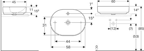 1116010015 tech ΝΙΠΤΗΡΑΣ VARIFORM 60x45cm ΕΛΛΕΙΠΤΙΚΟΣ ΜΕ ΟΠΗ ΧΩΡΙΣ ΥΠΕΡΧΕΙΛΙΣΗ ΛΕΥΚΟΣ ΕΛΕΥΘΕΡΗΣ ΤΟΠΟΘΕΤΗΣΗΣ GEBERIT
