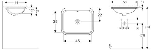1116010021 tech ΝΙΠΤΗΡΑΣ VARIFORM 45x44cm ΥΠΟΚΑΘΗΜΕΝΟΣ ΟΡΘΟΓΩΝΙΟΣ ΧΩΡΙΣ ΟΠΗ GEBERIT