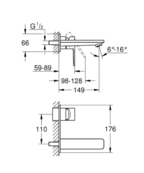 1301020132 tech ΜΠΑΤΑΡΙΑ ΝΙΠΤΗΡΟΣ ΤΟΙΧΟΥ LINEARE 19409001 ΧΡΩΜΕ GROHE