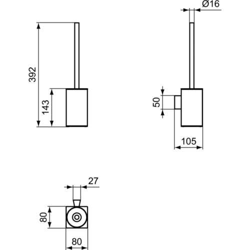 1403050072 tech ΠΙΓΚΑΛ ΤΟΙΧΟΥ ΙΟΜ SQUARE INOX IDEAL