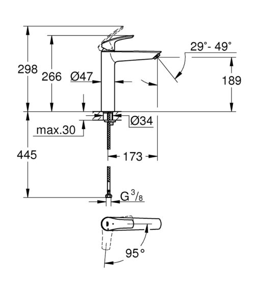 Alternative view of ΜΠΑΤΑΡΙΑ ΝΙΠΤΗΡΟΣ EUROSMART 24164003 ΧΡΩΜΕ GROHE