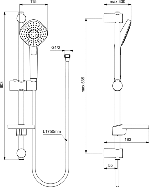 idealstandard b2621 prlistdrw a1a8f7db1f127eecd3e39e74f89cbff2 ΣΕΤ ΝΤΟΥΖ IDEALRAIN FAMILY EVO DIAMOND 60cm ΧΡΩΜΕ IDEAL