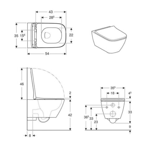 dimensions 3 ΛΕΚΑΝΗ ΚΡΕΜΑΣΤΗ SMYLE SQUARE ΣΕΤ ΜΕ SOFT CLOSE ΚΑΠΑΚΙ RIMFREE GEBERIT