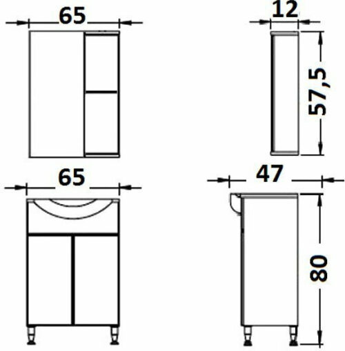 Alternative view of ΣΕΤ ΕΠΙΠΛΟΥ ΜΠΑΝΙΟΥ 4ΤΜΧ ΑΛΦΑ 65 ΛΕΥΚΟ DROP