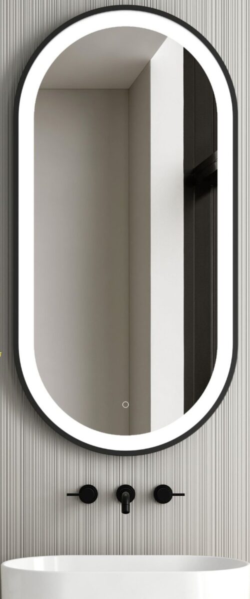 ΚΑΘΡΕΠΤΗΣ ΜΠΡΟΝΖΕ 60A7 45x90cm ΟΒΑΛ ΜΕ ΦΩΣ ΜΑΥΡΟ ΜΑΤ
