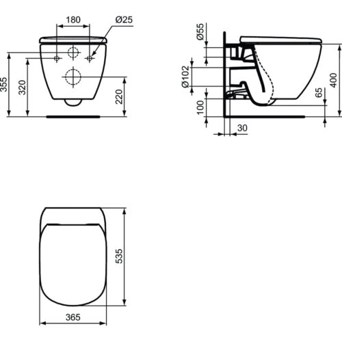 Alternative view of ΛΕΚΑΝΗ ΚΡΕΜΑΣΤΗ TESI II HF AQUABLADE SILK ΛΕΥΚΗ  MAT IDEAL