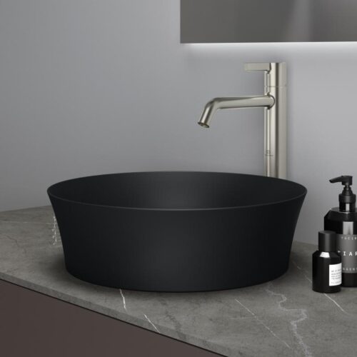 ΝΙΠΤΗΡΑΣ IPALYSS Φ40cm ΣΤΡΟΓΓΥΛΟΣ ΧΩΡΙΣ ΟΠΗ ΚΑΙ ΥΠΕΡΧΕΙΛΙΣΗ ΕΛΕΥΘΕΡΗΣ ΤΟΠΟΘΕΤΗΣΗΣ SILK BLACK ΜΑΥΡΟ ΜΑΤ IDEAL