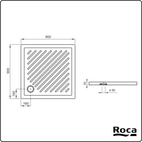 Alternative view of ΝΤΟΥΖΙΕΡΑ ΠΟΡΣΕΛΑΝΗΣ 90x90cm ΤΕΤΡΑΓΩΝΗ ROMA Φ90 ROCA