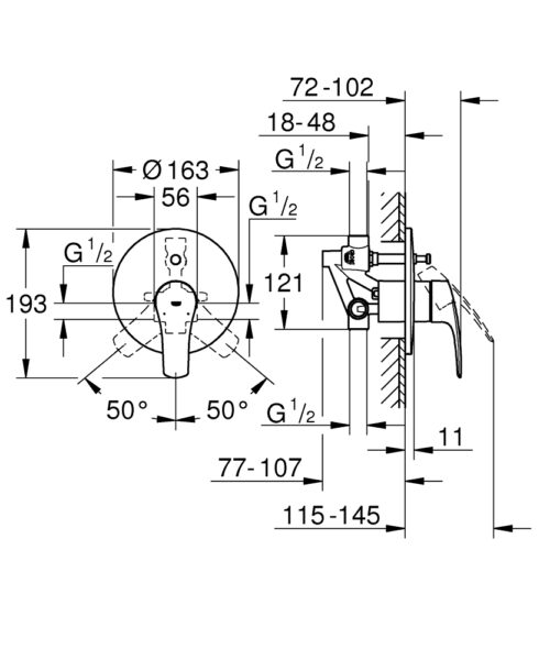 Alternative view of ΑΝΑΜΙΚΤΗΣ ΕΝΤΟΙΧΙΖΟΜΕΝΟΣ ΙΙ KIT EUROSMART 33305003 ΧΡΩΜΕ GROHE