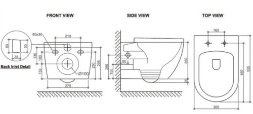 Alternative view of ΛΕΚΑΝΗ ΚΡΕΜΑΣΤΗ RIMLESS 2381 ΓΚΡΙ ΜΑΤ ΜΕ ΚΑΠΑΚΙ  SOFT CLOSE PICCADILLY